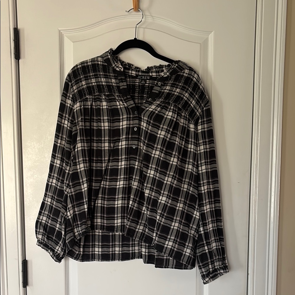 J.Crew Black and White Checkered Top